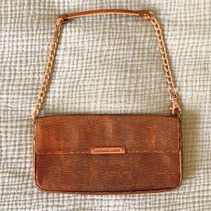 Michael Kors Iridescent Coral Orange Clutch w/Chain